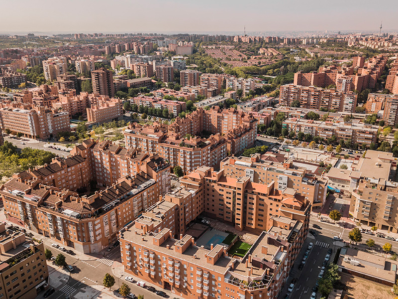 Городской пейзаж Мадрида: вид с воздуха