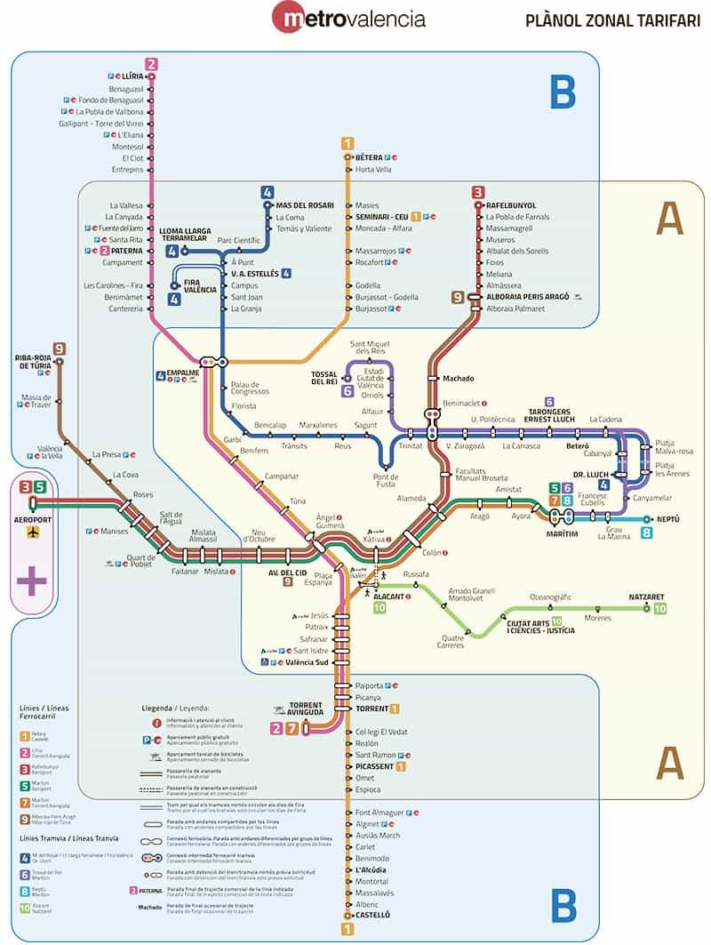 Карта метро в Валенсии фото