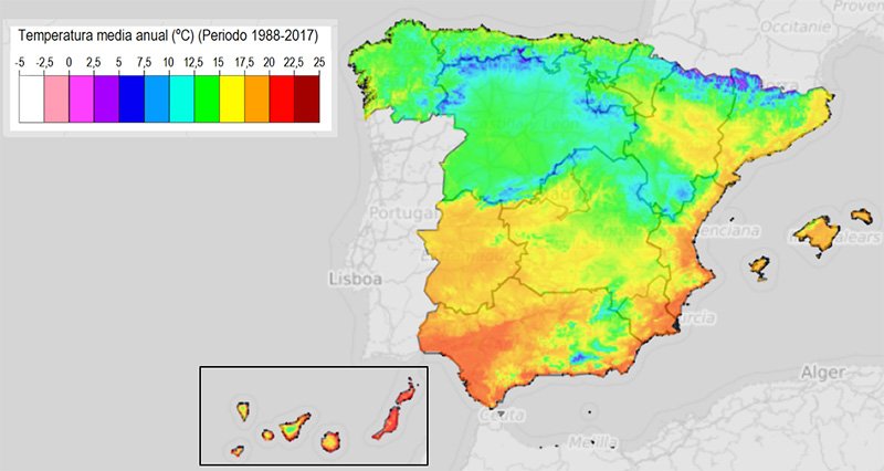 Тепловая карта климата в Испании фото