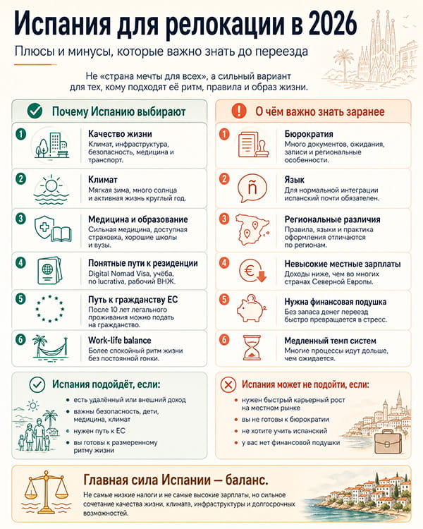 Инфографика: Почему выбирают Испанию для релокации