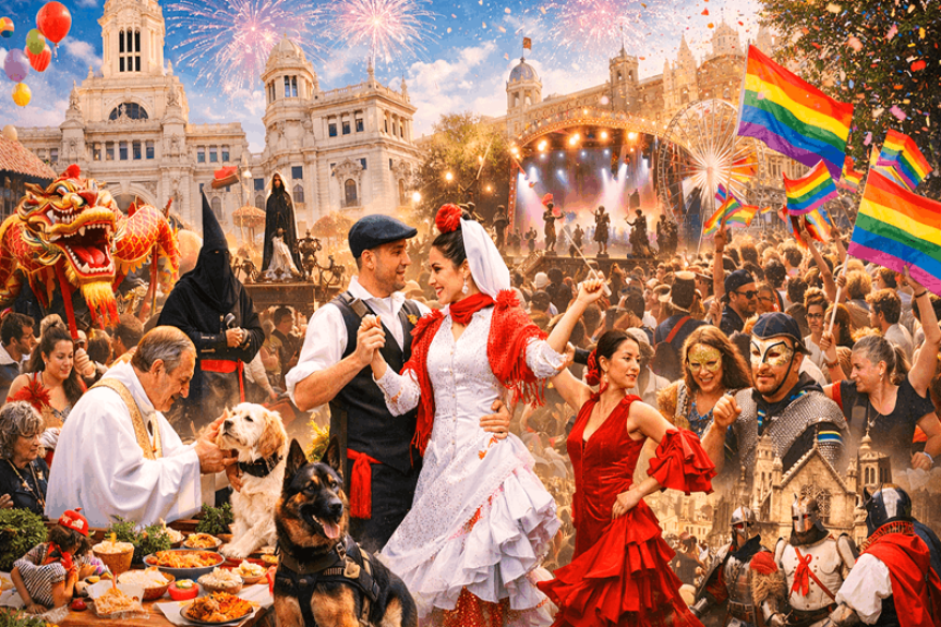 Коллаж праздников в Мадриде, сгенерированный с помощью ИИ