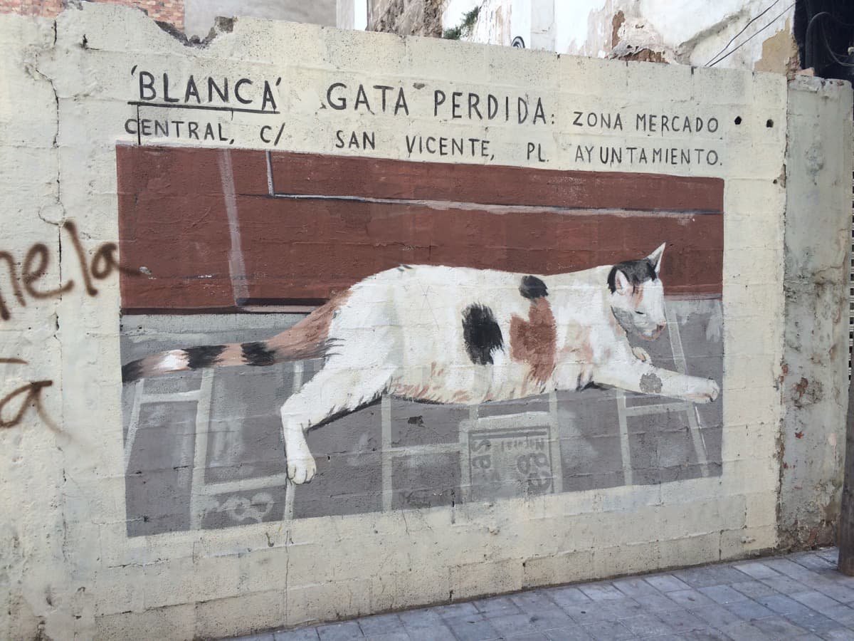 Кошка, керамика на фасаде в Валенсии